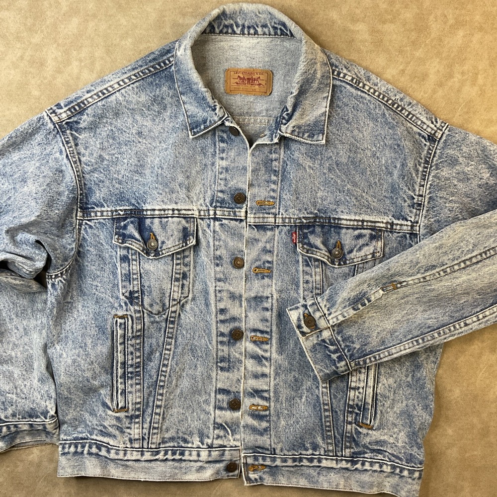 Vintage Levis Jean Jacket Denim Trucker Acid Wash Y2K 90s WPL423 Men Sz L USA - Picture 10 of 12